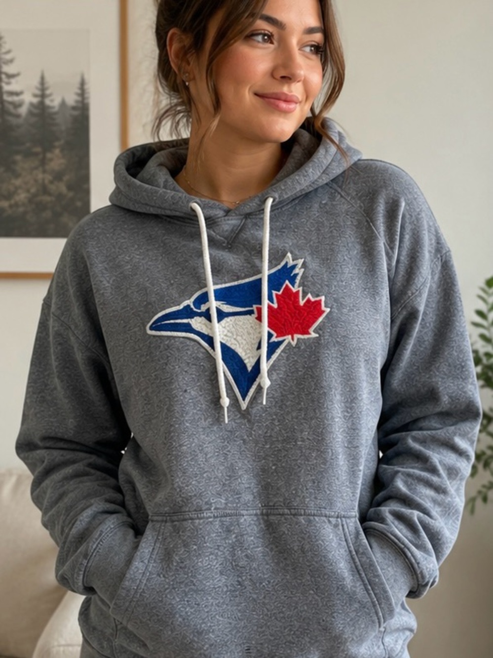Toronto Blue Jays Grey Pullover Hoodie with Embroidered Logo
